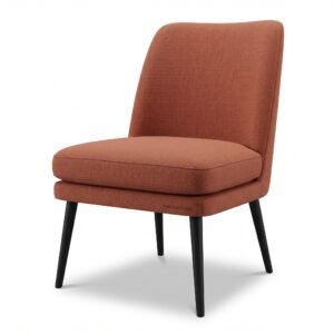 Furniture Ripple Modern Armless Slipper Chair – Upholstered Terracotta Accent Chair with Black Tapered Legs