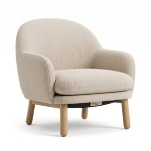 Furniture Ripple Organic Modern Accent Chair – Cozy Upholstered Reading Chair with Chunky Wood Legs (Sand Beige)