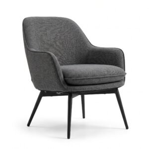 Furniture Ripple Modern Upholstered Accent Chair – High Back Charcoal Grey Lounge Armchair with Tapered Black Legs